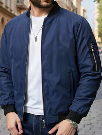 Veste de baseball décontractée pour hommes, couleur noire, cardigan zippé léger pour le printemps et l'été, convient pour le port quotidien, les déplacements, les activités extérieures