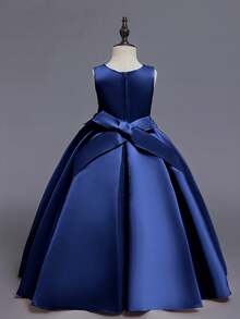 Flower Girls Tulle Dress Long A Line Wedding Pageant Dresses Princess Birthday Party Ball Gown - 寶藍色 - 查看 3