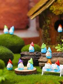 1/10/20 件圣诞迷你树脂小矮人雕像摆件，可爱仙女微型小矮人雕像，适用于微型花园、玻璃容器、盆栽植物装饰、微景观工艺、花园装饰、汽车内饰配件、母亲节、毕业典礼、生日派对礼物、圣诞桌面装饰（颜色随机） - 彩色 - 查看 3