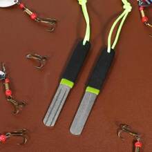 Fish Hook File With Dual-Color Handle Both Side Grooves Sharpener Hook And Knife Sharpener Diamond Coated