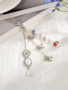 1pc Women's Fashion Accessory Keychain, Classic Retro Pearl Print Beaded Tassel Delicate Keychain, Unique Charm Surprise Gift Christmas - Key - View 12