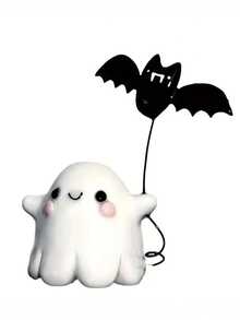 1 pieza Decoración linda de fantasma de Halloween de 3.15 pulgadas, decoración de fantasma con murciélago, adecuado para decoración de Halloween, decoración de mesa, sala de estar, dormitorio, estudio, decoración de habitación, decoración del hogar para festividades