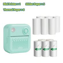LAIBEAR Mini imprimante à stickers thermique, imprimante à stickers portable sans encre, imprimante de poche à découpe libre, mini imprimante photo, imprimante photo noir et blanc, imprimante de poche efficace et rapide, imprimante sans encre pour les notes d'étude, les photos, le DIY, les étiquettes, capturer les beaux moments, rentrée scolaire