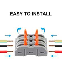 20 件杠杆电线连接器 1 对 1 直列电线连接器 SPL-1 杠杆螺母电线连接器快速连接接头电线连接器用于电路直列接头 - 灰色 - 查看 5