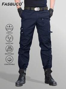 KEFITEVD Herren Cargohose Baumwolle Outdoorhose mit 8 Taschen Männer Stretch Arbeitshose Kampfhose Taktische Hose Rangerhose für Jagd Wandern - marineblau - Übersicht 3