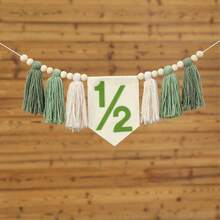 1 Peça Guirlanda de Borlas Florais Estilo Boêmio Feita à Mão, Adequada para Decoração de Festa de Aniversário de Bebê de 6 Meses, Decoração de Casa, Decoração de Cadeira Alta