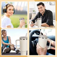 1/2Pcs Flip Straw Lid Replacement For 40 Oz Tumbler With Handle, Leak-Proof, Spill-Proof Straw Lid Cover, Includes Straw, Perfect For Travel, Gym, Car, Daily Use - Black - View 7