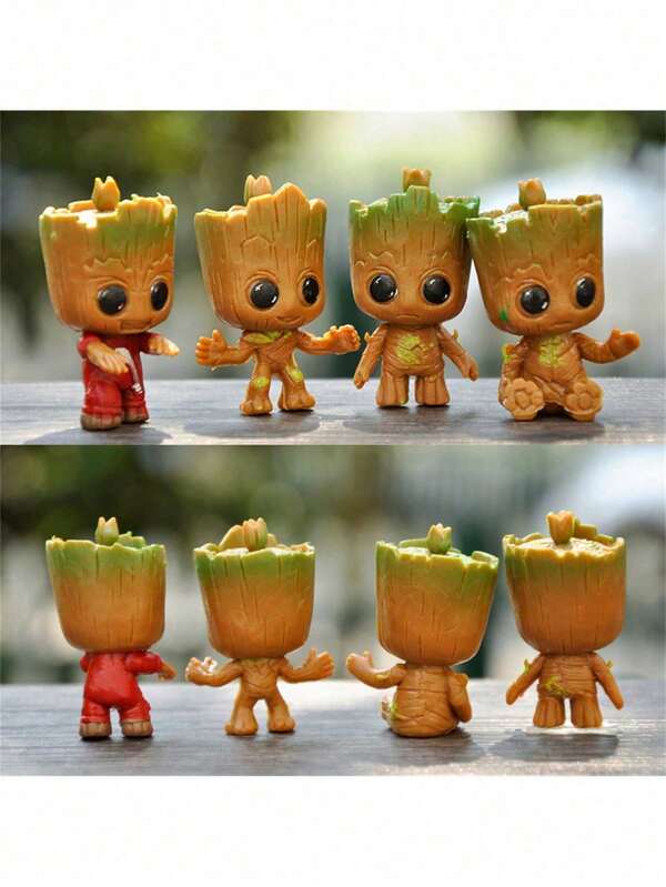 Disney 4pcs Marvel Avengers Tiny Groot Cute Tree Man Model Figure Toys,Home Decoration Crafts Miniature Model Office Desktop Display Handicrafts Decor