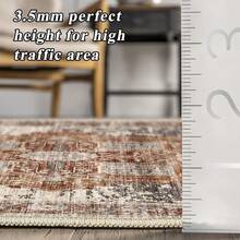 9x12 Area Rugs Living Room - Large Boho Stain-Resistant Rugs With Non-Slip Backing, Vintage Design Bedroom, Beige/Brown, Home Decor Floor - 磚 - 查看 6