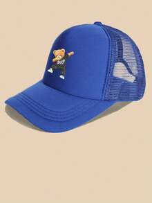 1 pieza Gorra de béisbol con estilo deportivo para hombres, con estampado de oso lindo, ajustable y transpirable de malla, adecuada para deportes al aire libre, golf - Multicolor - Ver 5
