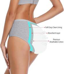 Cotton Period Underwear For Women, Easy Clean Menstrual Briefs - Dark-6pack - View 10