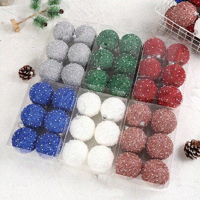 6pcs/Set 8cm Christmas Party Decorative Balls, Painted Balls, Christmas Hanging Balls, Christmas Ornaments, Suitable For Christmas Tree Decor, Holiday Party, Christmas Decorations, Home Decor, Bedroom Decor, New Year Decor, Outdoor Decor, Christmas Theme Hanging Ornaments, Party Favors, Christmas Ball Gift Set, Happy New Year, Gift For Friends And Family Winter