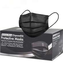 100 Pcs Face Masks For Travel - Compact 3-Ply Protection For Flights, Hotels & Sightseeing With Flexible Ear Loops (Black) - 黑色 - 查看 1