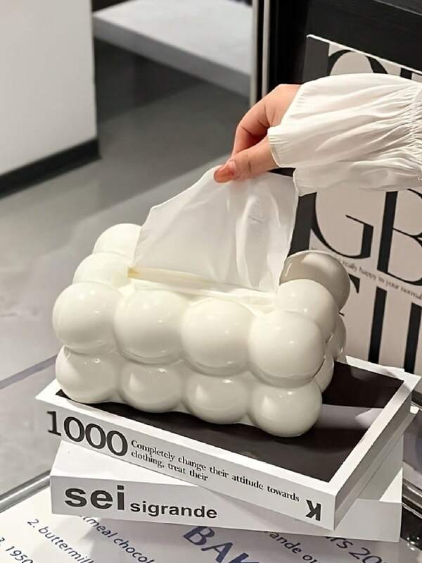 1pc Plastic Tissue Box, Minimalist Solid Color Tissue Holder, Suitable For Bedroom, Living Room, Car, Home Decor Bathroom Accessories