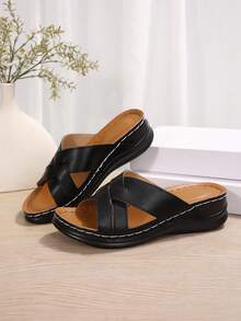 2025 Summer New Black Cross Strap Sandals - Bestselling Flat Shoes For Dates And Vacations - Black - View 6