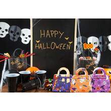 3 Túi đựng kẹo Halloween, Túi xách nỉ Halloween, Túi đựng kẹo Halloween hình bí ngô ma, dơi, Túi đựng kẹo Halloween cho tiệc Halloween - Nhiều màu - Xem 6