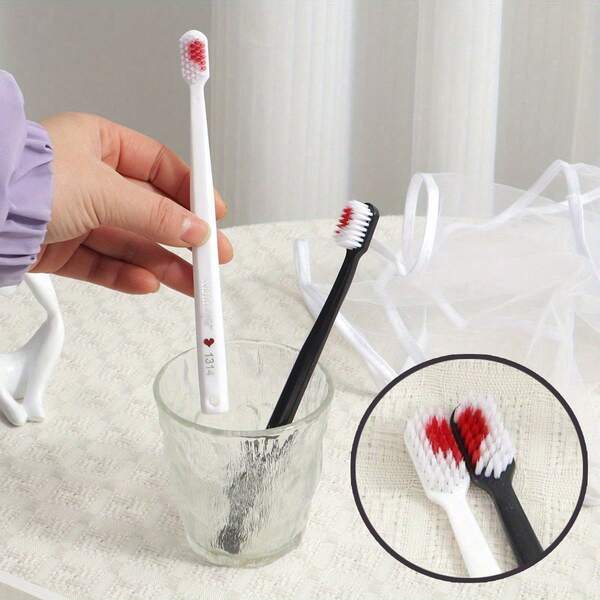 2/4/10 pezzi - Spazzolino da denti per coppia con setole morbide e testina larga, cura delicata per la bocca, soddisfa le esigenze di riconoscimento e cura dello stile di coppia