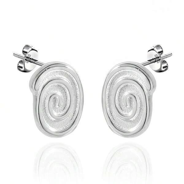 1 Peça Brinco de Pino de Prata 925 com Espiral Geométrica Circular Minimalista, Design Elegante para Mulheres, Adequado para Férias, Festa, Feriado, Presente