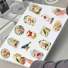 52PCS Vintage Old Newspaper Aesthetic Stickers For Scrapbook Journaling Water Bottles Laptop Scrapbooking Supplies Kit Cottagecore Waterproof Vinyl Junk Journal Stickers For Adults Christmas School Gift Decoration - Pink - View 9