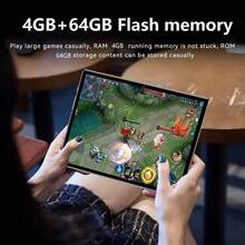 Qetupa 10.1英寸安卓14平板电脑，4GB RAM + 64GB/128GB ROM，MTK 6762四核2.0GHz处理器，高清(1280x800) IPS触控屏，200万像素前置摄像头和500万像素后置摄像头，6000mAh大容量电池，支持蓝牙5.2和802.11ac WiFi 5 - 黑色 - 查看 5