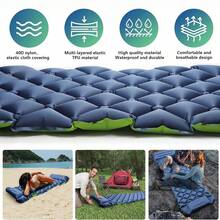 Camping Inflatable Mattress, Ultralight Sleeping Mat With Pillow, Built-In Foot Pump, Waterproof Self Inflating Mattress With Carry Bag For Hiking, Backpacking, Traveling - Double-sided Color - View 5