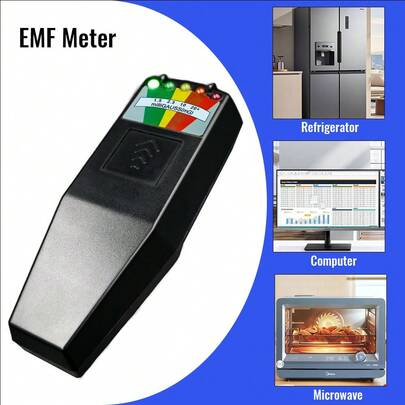 1 件便携式 EMF 计，带 5 个 LED，用于超自然狩猎的磁场探测器，电池供电的塑料测试仪计数器，适用于办公室、露营和户外使用（带电池）