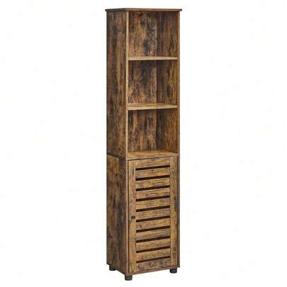 Bathroom Floor Cabinet, Tall Bathroom Storage Cabinet Unit, Bathroom Cabinet Freestanding, With 3 Open Compartments And 2 Adjustable Shelves, Living Room, Entryway, Rustic Brown Bathroom Decor Summer Makeup Organizer Bathroom Accessories Back To School