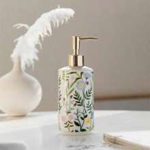 1pc 430ML Ceramic Soap Dispenser Modern Vintage Brown Liquid Storage Container Save Soap Creative Lotion Pump Bottle Bathroom