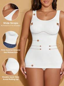 Women's Crew Neck Seamless Slimming Sports Camisole - White - View 3