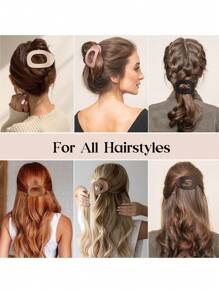 1/2 件扁平圆形发夹套装，女士扁平发夹，平放爪夹，法式爪夹发夹，适用于浓密稀疏头发的哑光防滑夹，适合女性女孩法式康科德扁平配饰，防滑发夹，弧形设计复古简约小众发饰爪夹发夹