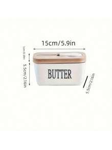 Joivida 1 件陶瓷黄油碟套装，带竹盖和刀 - 密封硅胶黄油盒，适用于厨房台面和冰箱 - 烘焙和送礼的理想选择，新年、圣诞节礼物，厨房用品，派对使用，家庭用餐，高端餐厅用品，乔迁礼物 - 彩色 - 查看 5