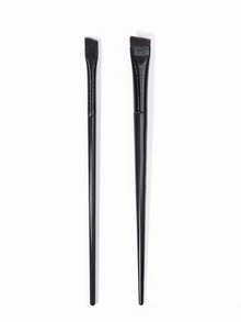 2 Pieces Angled Eyeliner Brush Set - Ultra Fine Tip | Synthetic Bristles | For Gel/Powder Liner & Brows | Professional Makeup Tools