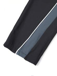 1pc Boy & Young Teen Casual Plain Straight Leg Personalized Style Hiphop Sport Pants - Black - View 6