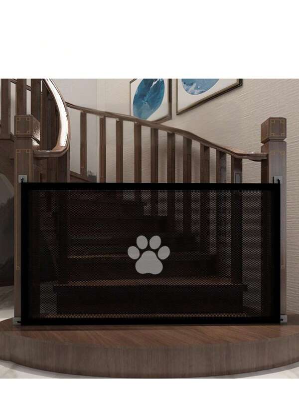 1pc Expandable Pet Gate For Doorways & Stairs, Indoor Dog/Cat Barrier Fence, Portable Breathable Mesh Retractable Gate, No Drilling, Foldable, Extra Wide Safety, Freestanding - Durable PE Mesh, Not Suitable For Aggressive Dogs