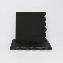 20pcs/40pcs/100pcs Black Cocktail Napkins Black Scalloped Paper Napkins Scalloped Bar Napkin Floral Shaped Beverage Dessert Napkin For Birthday Coffee Bar Kitchen Wedding Birthday Halloween Table Decorations