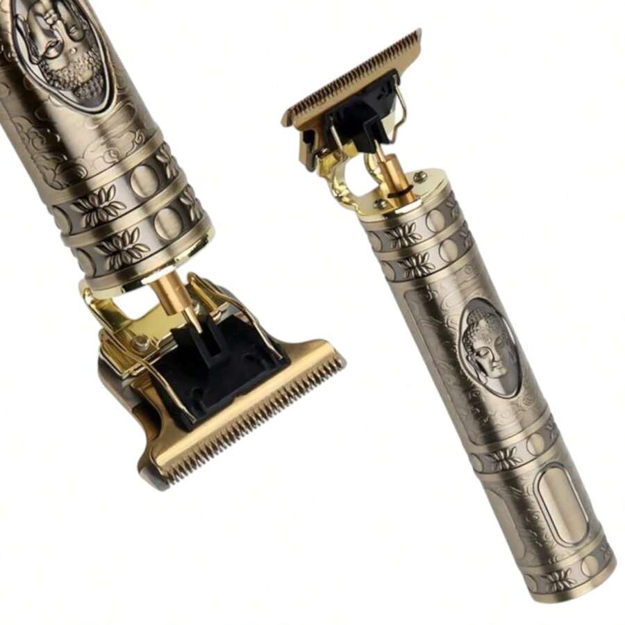 Nueva Rasuradora Cortadora De Cabello Eléctrica Profesional Moderna, Barba, Cejas.  Accesorios Completos. Recargable, Cable USB Tipo C, Kit para Limpieza, Carga Rápida y Cómoda. Afeitadora, Recortadora de Pelo, Ideal Viajes, Barbero, Navajas, Máquina de Afeitar para Hombres - Dorado - Ver 1