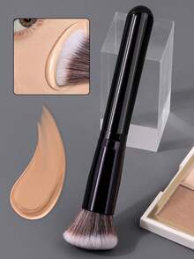 1pc Black Wooden Handle Angled Blush Brush, Soft Fiber Hair Wooden Handle Foundation Brush Contour Brush Multi-Use, Precisely Fits Facial Contours, Easy To Create Flawless Makeup Base - Black - View 4