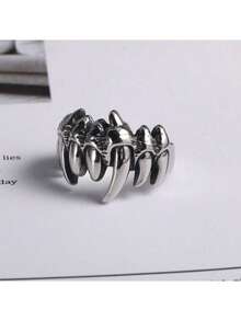 1 件复古时尚不褪色牙齿，复活节骷髅牙齿独特戒指，吸血鬼骷髅手朋克戒指，万圣节男士礼物 - SA420 - 查看 5