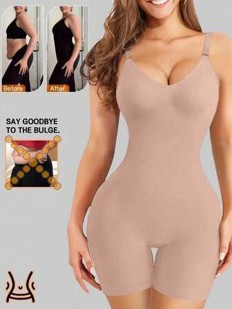 1 pieza Moldeador de figura para mujer, body de control de abdomen ajustado, ropa interior moldeadora sin costuras y de alta elasticidad, apto para primavera, otoño y todas las estaciones