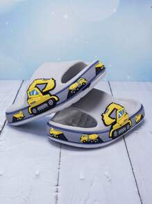 Pantofole da casa leggere e morbide con decorazione di escavatore, antiscivolo e comode, adatte per l'estate, per ragazzi