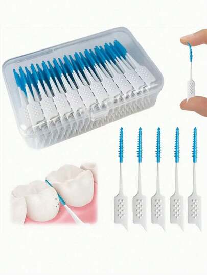 100pcs Soft Dental Floss Picks, Random Styles. Silicone Floss Sticks Dental Cleaning Tools For Oral Care, Elastic Soft Bristle Toothpick Sticks, Portable And Easy To Use Interdental Cleaners, Suitable For Removing Food Particles Between Teeth When Out. The Flexible Tapered Synthetic Rubber Bristles Can Easily Insert Into Most Teeth Gaps.