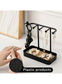1 pieza Estante de exhibición práctico, organizador colgante de sobremesa para aretes, collares, anillos, llaveros, diademas, sujetadores de cabello, bandeja de joyería de madera y soporte para llaves para organizar accesorios de mujer, esenciales de viaje, regreso a la escuela, almacenamiento de dormitorio, decoración de otoño