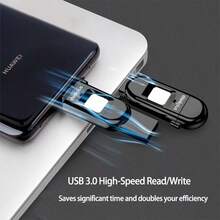 Lenovo Ổ đĩa flash USB chống rơi TFU301 Chuyển mạch thông minh hai cổng USB3.0 truyền dữ liệu siêu nhanh Phản hồi ba giây Chống bụi, chống nước và chống sốc - Ngọc trai niken - Xem 4