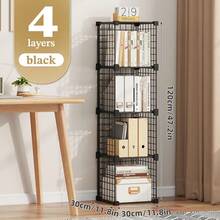 1pc Cubic Storage Organizer, Cubic Cabinet Organizer And Storage, Metal Wire Rack, Modular Stackable Shelves, For Home, Office, Kids Room, Black Cubic Storage Box - Multicolor - View 12