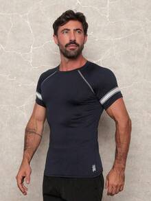 White Faixs Men's Thermal Top UV 50 Protection Compression Rashguard - Navy Blue - View 4