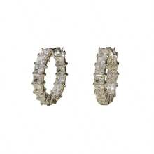 1 Pair  Luxurious Single Row Square Synthetic Zirconia Fashionable Women's Earrings, Suitable For Daily Casual Wear, Engagement, Wedding Parties, High-End Jewelry Gifts - Bạc - Xem 4