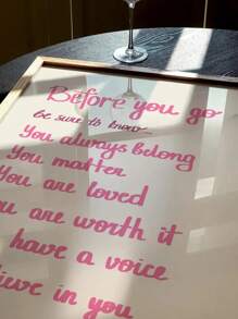 1pc Preppy Y2K Dorm Affirmation Poster, Decor Dorm Room Sign Graduation Gift, Positive Quote Wall Art For College Room Decor, Pink Canvas Print, Motivational Wall Decor For Bedroom, Classroom, Dorm Essentials, Dorm Essentials College Room