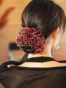 1 件女士缎面发圈、优质发带、马尾辫固定发饰、马尾辫固定器、发圈、发橡皮筋、发绳、发饰