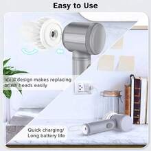 1pc Handheld Electric Cleaning Brush With 3pcs Or 5pcs Replacement Head Electric Spin Scrubber,Bathroom Cleaning Brush Power Scrubber For Kitchen, Bathroom Tub, Home,Shower Tile, Carpet Bidet, Cordless Spin Scrubber Household Suppliers Gadgets - Multicolor - View 4