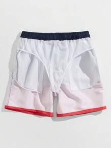 Ombre Drawstring Beach Shorts For Men, Quick Dry, Suitable For Beach, Exercise, Running, Swimming, Hot Spring, Boardshorts - Burgundy - View 3